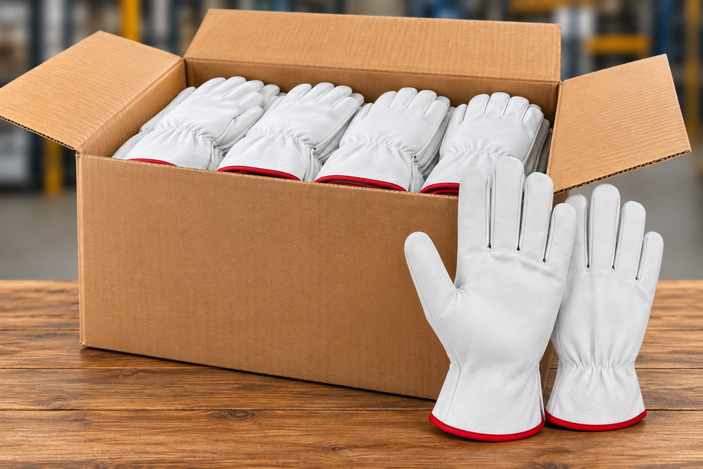 Caja 120 Pares Guantes Cabritilla Cuero Buffalo Trabajo Industrial Profesional