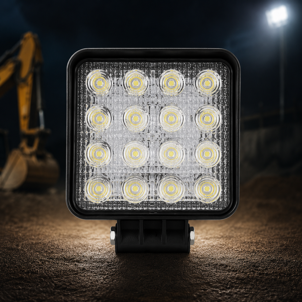 Foco LED de Trabajo Cuadrado 48W 16 LED 12V/24V para Tractor, Camión y Maquinaria