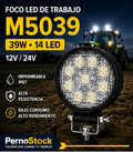 Foco LED de Trabajo Redondo M5039 12V/24V para Tractor, Camión y Maquinaria