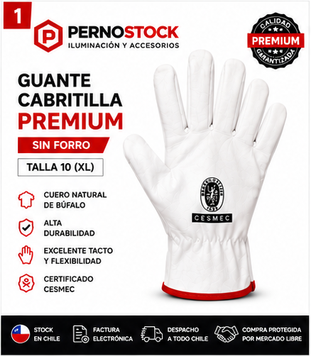 Pack 12 pares Guantes de Cabritilla Cuero Buffalo para Trabajo Alta Resistencia