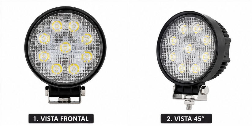 Neblinero LED Redondo 27W 9 LED 12V/24V para Tractor, Camión, Camioneta y Maquinaria