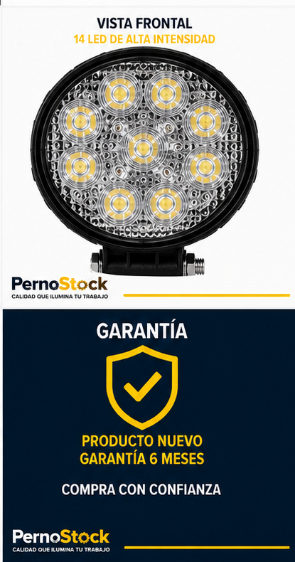 Foco LED de Trabajo Redondo M5039 12V/24V para Tractor, Camión y Maquinaria