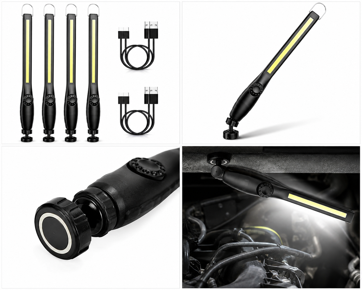 Lámpara LED Recargable USB con Base Magnética para Mecánicos – Luz de Trabajo COB