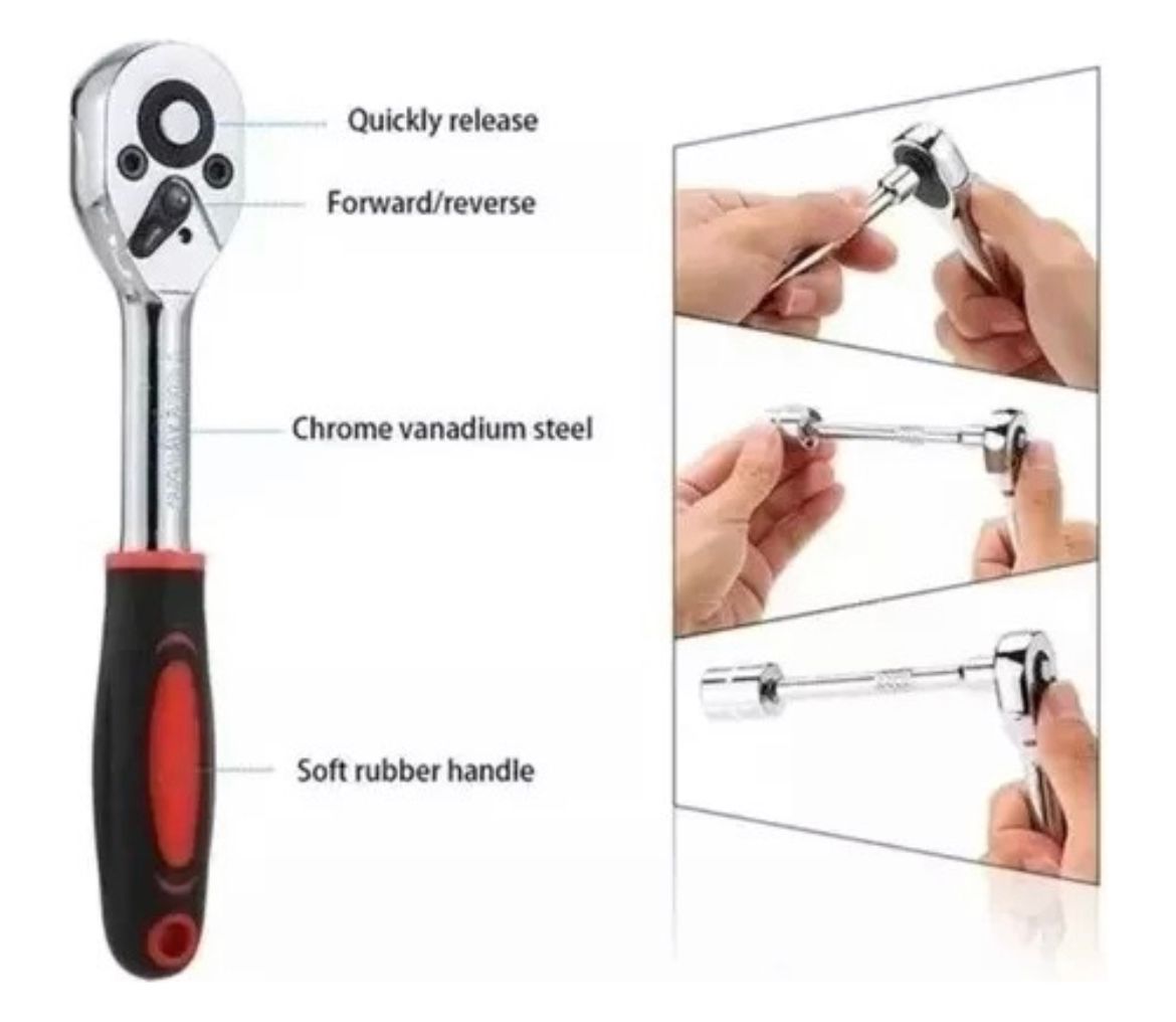 Set de Dados 1/4" con Chicharra 46 Piezas – Kit de Herramientas