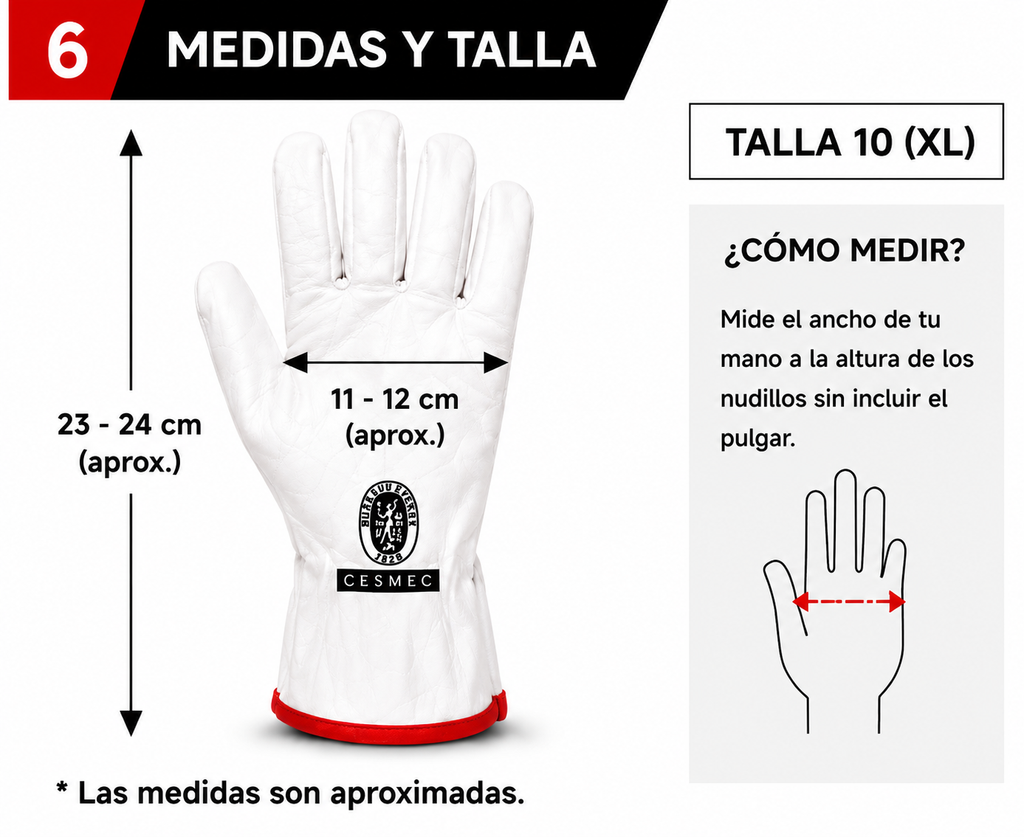 Pack 12 pares Guantes de Cabritilla Cuero Buffalo para Trabajo Alta Resistencia