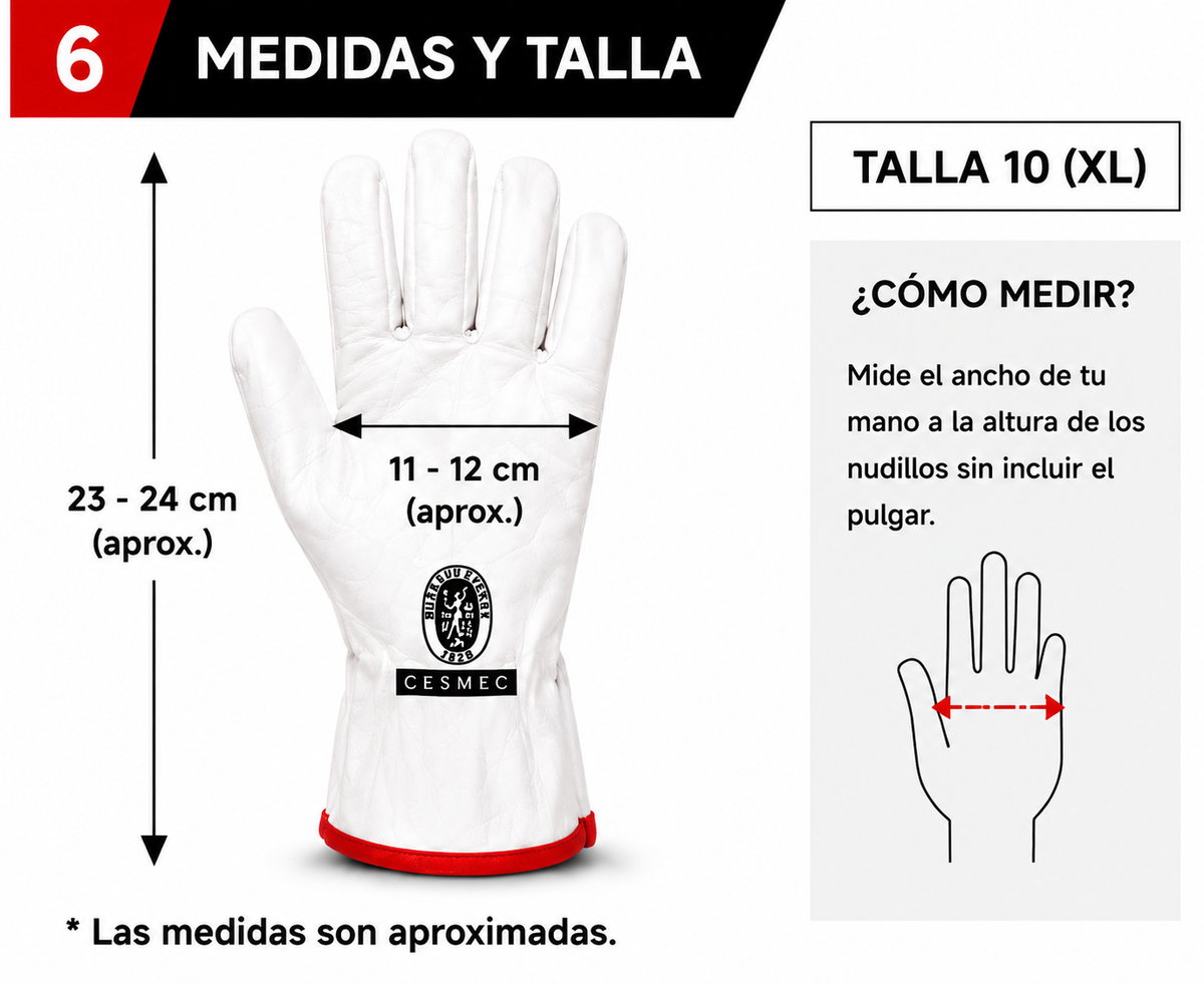 Pack 12 pares Guantes de Cabritilla Cuero Buffalo para Trabajo Alta Resistencia